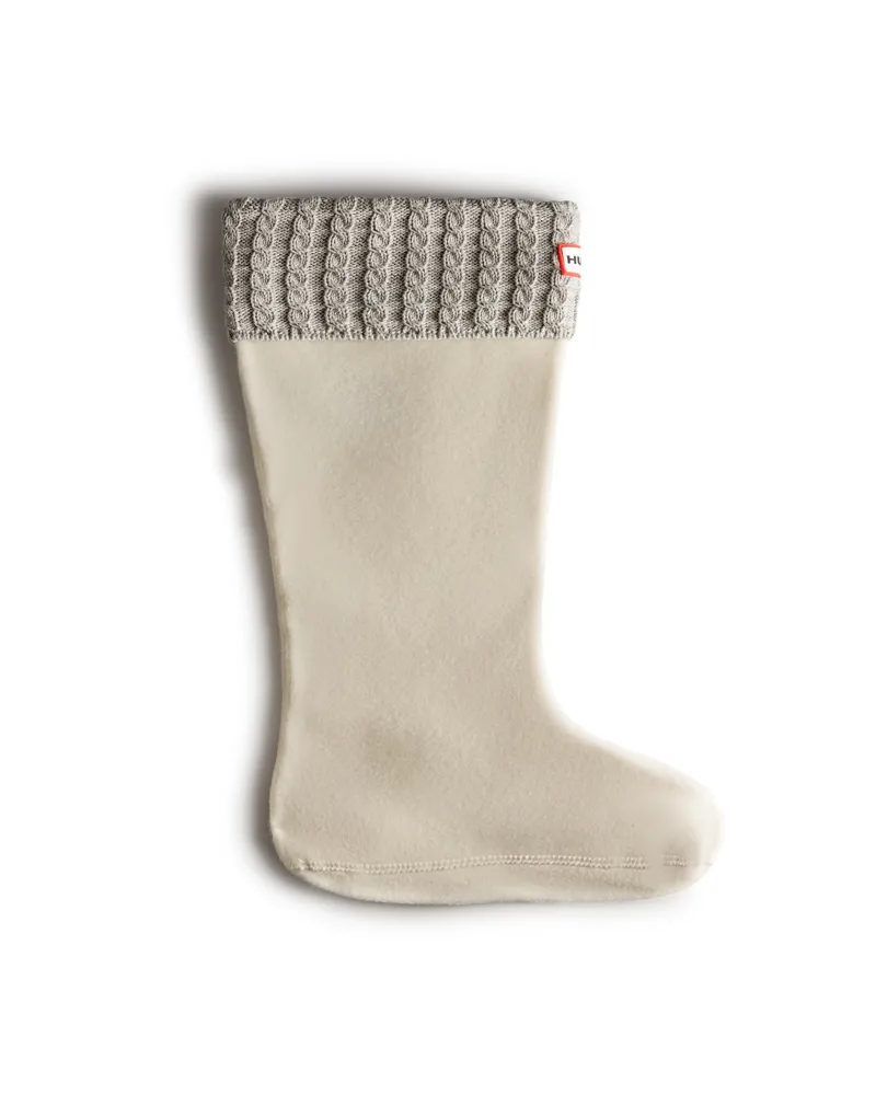 Hunter Recycled Mini Cable Knitted Cuff Tall Boot Sock in Grey-2